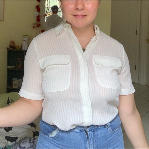 Vintage sheer gingham short-sleeved button down - Picture 4 of 4